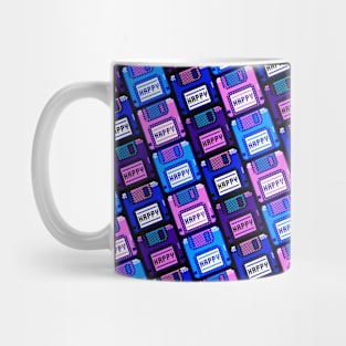 Happy Blue Vaporwave Floppy Disk Pattern Mug